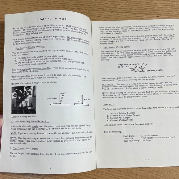 Vintage Lincoln Arc Welding Paper Lot Operation Manual Learning to Weld ++ 1961 - Picture 8 of 9
